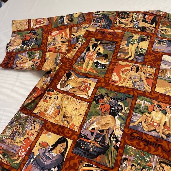 Tropical Moon Men’s VTG Hawaiian Aloha Gauguin Print Shirt Size XL Rare - Picture 8 of 8